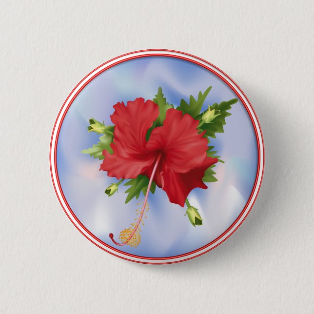 Chapa Redonda De 5 Cm Hibiscus en el hielo (Anverso)