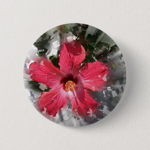 Chapa Redonda De 5 Cm Hibiscus Rojo
