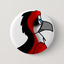 Chapa Redonda De 5 Cm Híbrido rojo/del negro/blanco del pájaro