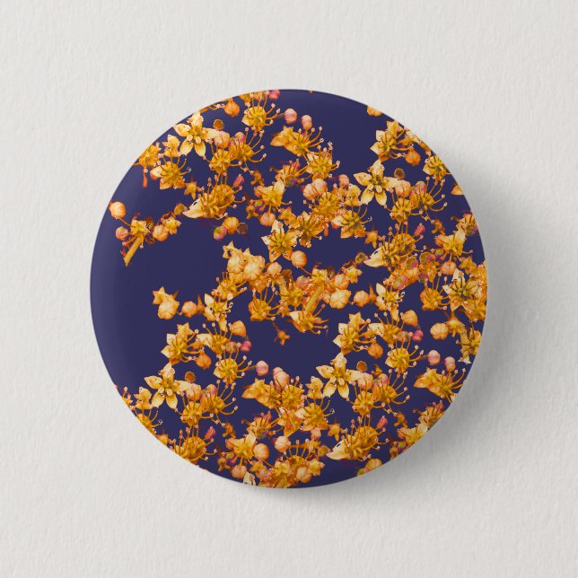 Chapa Redonda De 5 Cm hidrangea naranja y marina (Anverso)