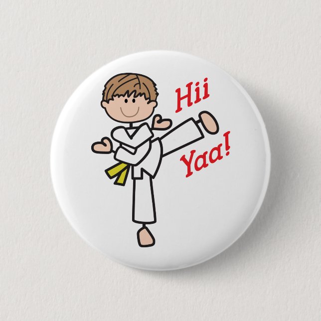 Chapa Redonda De 5 Cm Hii Yaa Karate (Anverso)