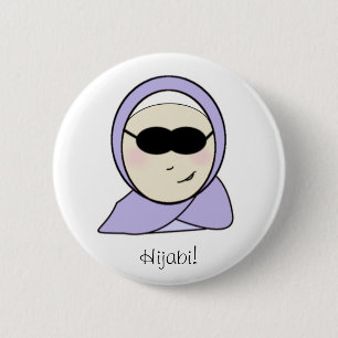 Chapa Redonda De 5 Cm Hijabi fresco - chica musulmán islámico con la