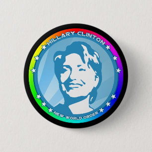 Chapa Redonda De 5 Cm hillary Clinton. arco iris