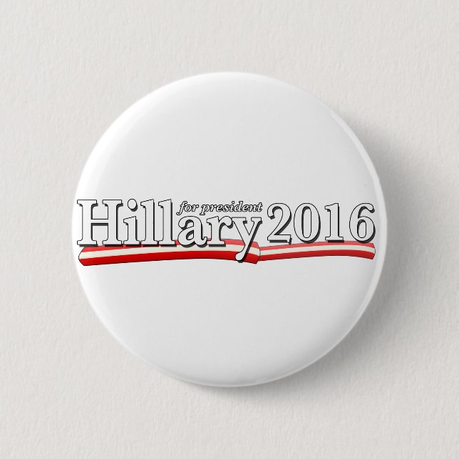 Chapa Redonda De 5 Cm Hillary Clinton para el presidente 2016 (Anverso)