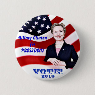 Chapa Redonda De 5 Cm Hillary Clinton para Presidente 2016_