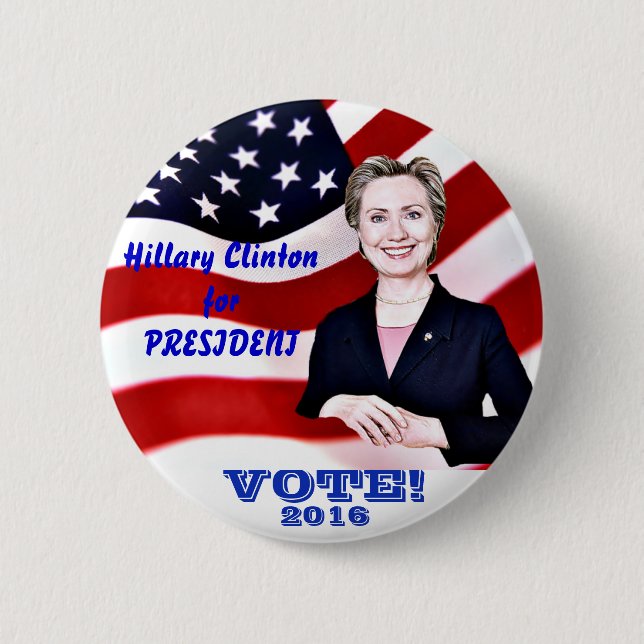 Chapa Redonda De 5 Cm Hillary Clinton para Presidente 2016_ (Anverso)