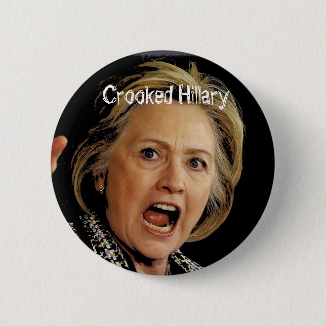 Chapa Redonda De 5 Cm Hillary Clinton torcida (Anverso)
