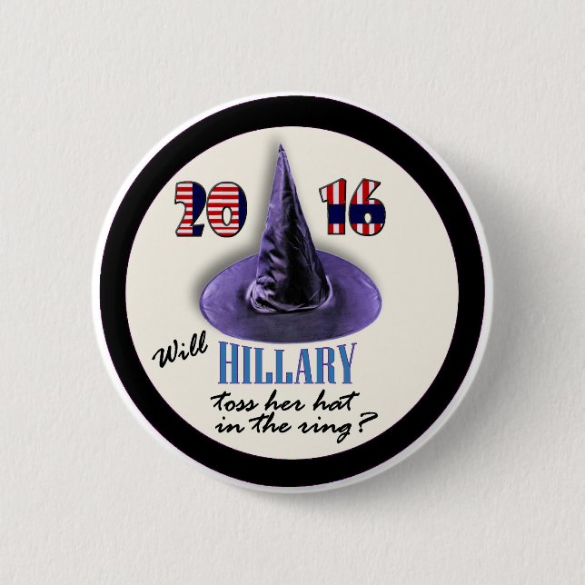 Chapa Redonda De 5 Cm ¿Hillary correrá en 2016? (Anverso)