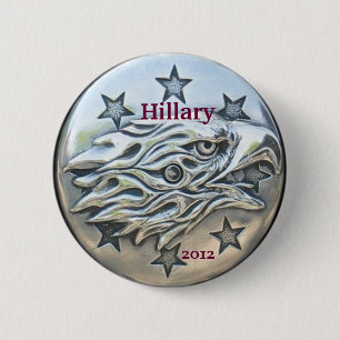 Chapa Redonda De 5 Cm Hillary para el presidente 2012, Eagle de plata