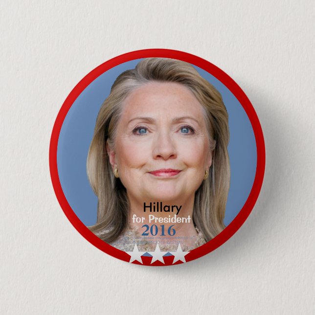 Chapa Redonda De 5 Cm HILLARY para el presidente 2016 (Anverso)