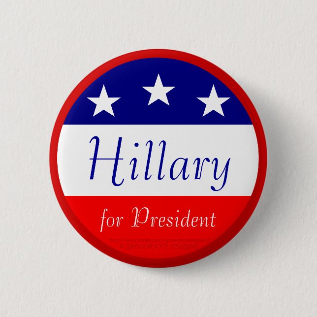 Chapa Redonda De 5 Cm Hillary para Presidente (Anverso)