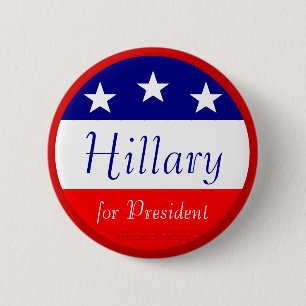 Chapa Redonda De 5 Cm Hillary para Presidente