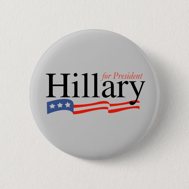Chapa Redonda De 5 Cm Hillary para presidente Button (Anverso)