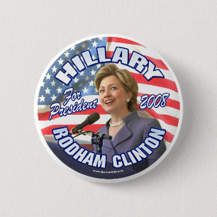 Chapa Redonda De 5 Cm Hillary Rodham Clinton para el presidente 2008
