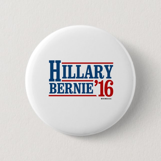Chapa Redonda De 5 Cm Hillary y Bernie en 2016 (Anverso)
