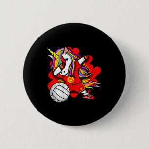 Chapa Redonda De 5 Cm Hinchas de voleibol de Kirguistán Dabbing Unicorn