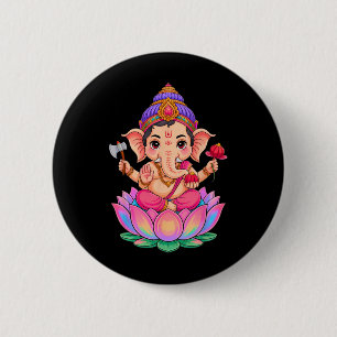 Chapa Redonda De 5 Cm Hindu Ganesha Puja Dios Elefante India Meditación