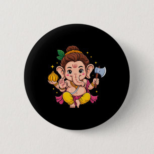 Chapa Redonda De 5 Cm Hindu Ganesha Puja Dios Elefante India Meditación