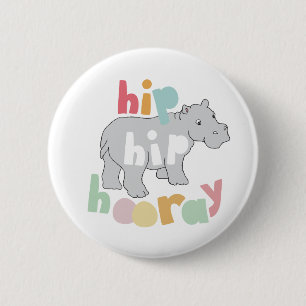 Chapa Redonda De 5 Cm Hip Hip Hip Hooray Gray Hippo Dibujo Arte Animal C