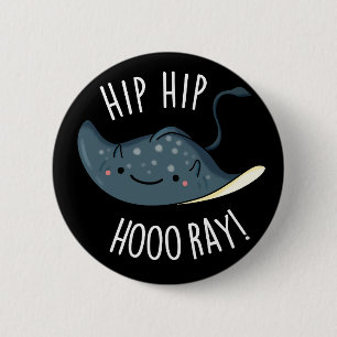 Chapa Redonda De 5 Cm Hip Hip Hoo-ray Chiste de Raya Punzante BG Oscuro 
