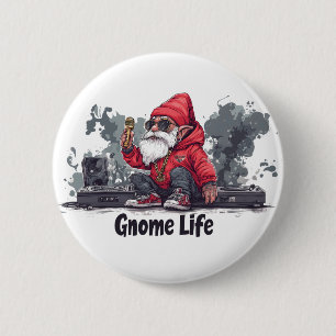 Chapa Redonda De 5 Cm Hip Hop Gnome Ilustracion - Gnome Life