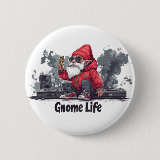 Chapa Redonda De 5 Cm Hip Hop Gnome Ilustracion - Gnome Life