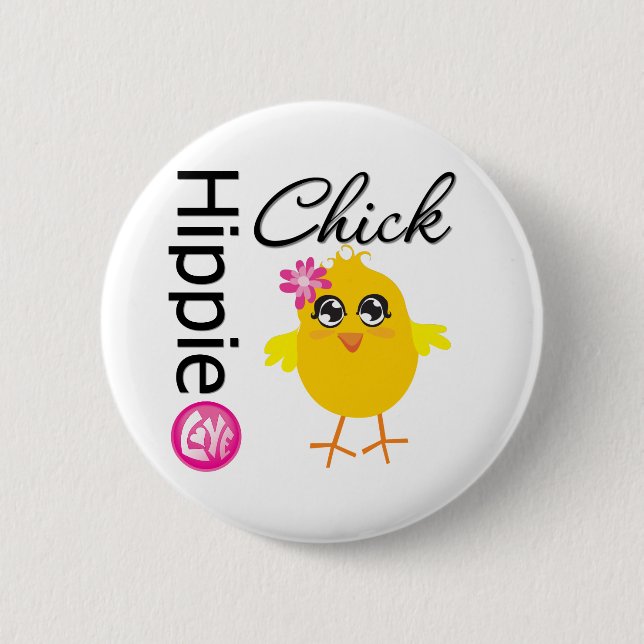 Chapa Redonda De 5 Cm Hippie Chick 2 (Anverso)
