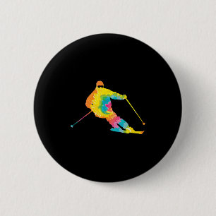 Chapa Redonda De 5 Cm Hippie de arcoiris trippy - Esquí de tinte