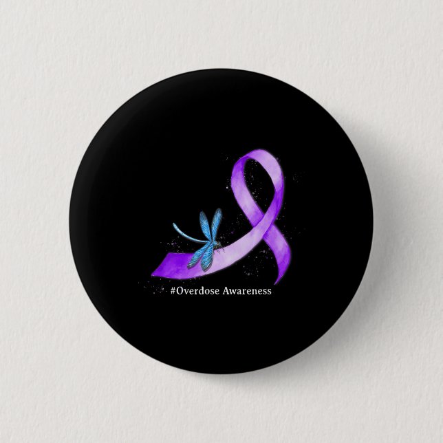 Chapa Redonda De 5 Cm Hippie Dragonfly Purple Ribbon Sobredosis (Anverso)