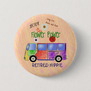 Chapa Redonda De 5 Cm Hippie retirado, diseño de groovía,