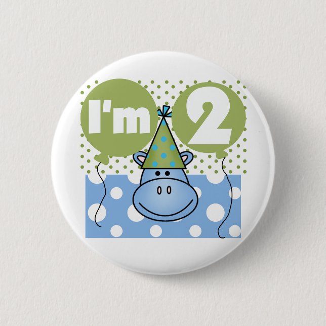 Chapa Redonda De 5 Cm Hippo 2ª camisetas de cumpleaños y regalos (Anverso)