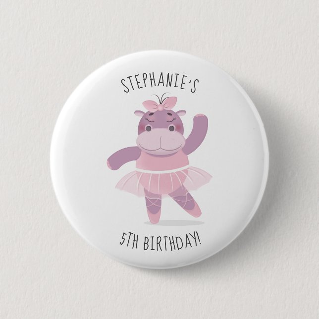 Chapa Redonda De 5 Cm Hippo Ballerina (Anverso)