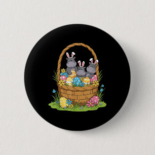 Chapa Redonda De 5 Cm Hippo Bunny Easter Basket Egs Easter Day Mujeres M