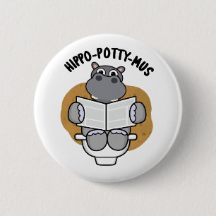 Chapa Redonda De 5 Cm Hippo-potty-mus Gracioso Animal Hippo Pun