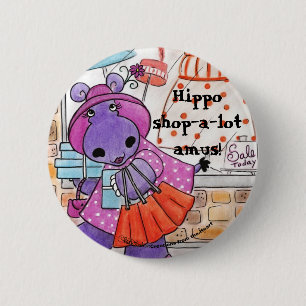 Chapa Redonda De 5 Cm Hippo Shopping-Hippo shop-a-lot amus!