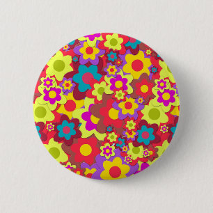 Chapa Redonda De 5 Cm Hippy de Flower Power 60