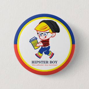 Chapa Redonda De 5 Cm Hipster Boy - Parodia de la placa redonda de 6 Cm