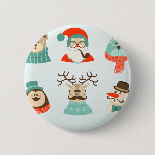 Chapa Redonda De 5 Cm hipster navidades santa