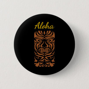 Chapa Redonda De 5 Cm Hípster retro hawaiano tiki polinesio