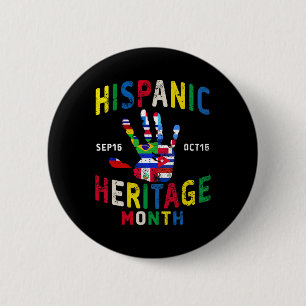 Chapa Redonda De 5 Cm Hispano Patrimonio Mes Huella de huellas latinas
