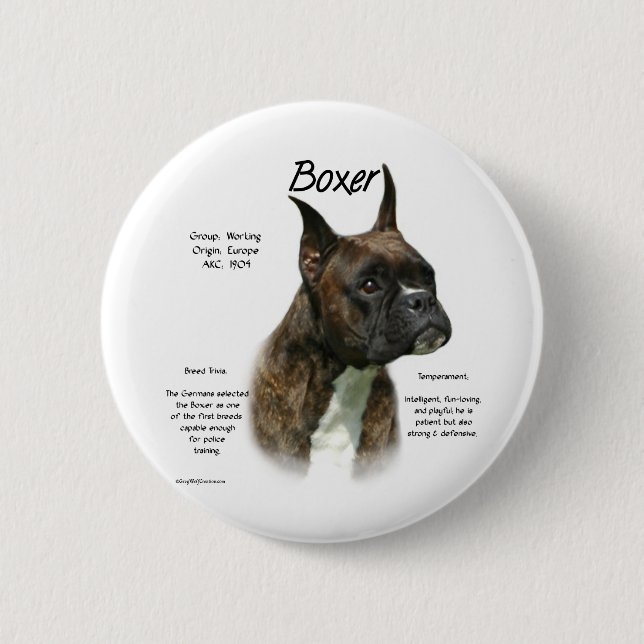 Chapa Redonda De 5 Cm Historia de Brindle Boxer (Anverso)