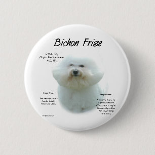 Chapa Redonda De 5 Cm Historia de las frases de Bichon Frise; todo sobre