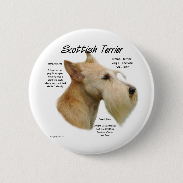 Chapa Redonda De 5 Cm Historia de Wheaten Scottie (Anverso)