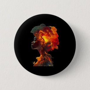Chapa Redonda De 5 Cm Historia Negra Mujer Afro Raíces Árbol Naturaleza