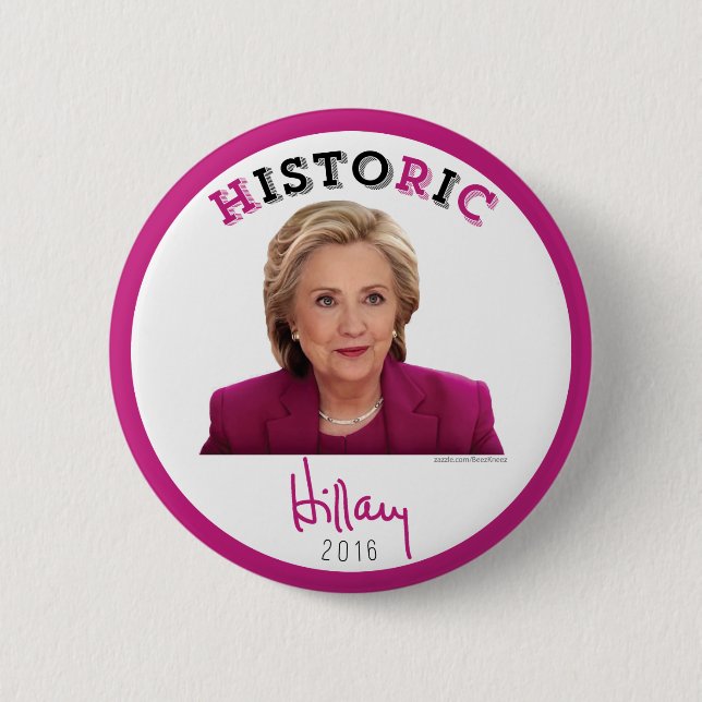 Chapa Redonda De 5 Cm Histórico - Hillary Clinton 2016 para el (Anverso)