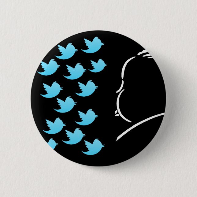 Chapa Redonda De 5 Cm Hitch and Tweets (Anverso)