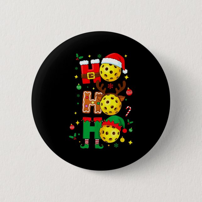 Chapa Redonda De 5 Cm Ho Ho Ho Ckleball Christmas, Funny Paddle Players  (Anverso)
