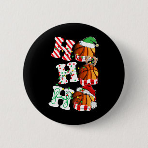 Chapa Redonda De 5 Cm Ho Ho Ho Ho Básquetbol enciende a los renos de San