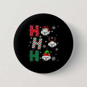 Chapa Redonda De 5 Cm Ho Ho Ho Ho Ho Bichon Frise Dog Navidades de Santa