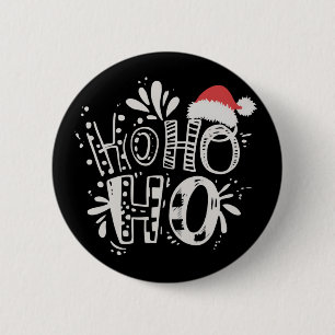 Chapa Redonda De 5 Cm HO HO HO Navidad Familia Gorro de Santa Fiesta